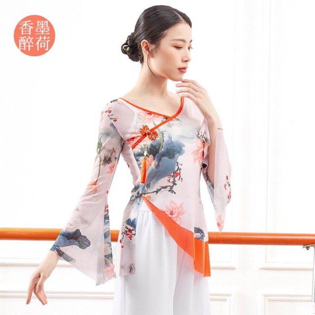 Áo voan lưới tập múa cổ trang Trung Hoa hoạ tiết Hương Mặc Tuý Hà