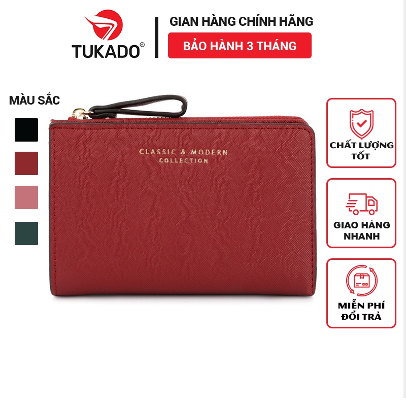 Ví nữ ngắn cầm tay TAILIAN dáng ngang size 14 cm đựng tiền nhiều ngăn chất da xước cao cấp siêu đẹp siêu bền TL55 - TUKA