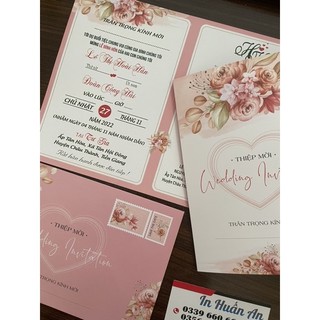 Thiệp cưới gập 2, phong bì đỏ