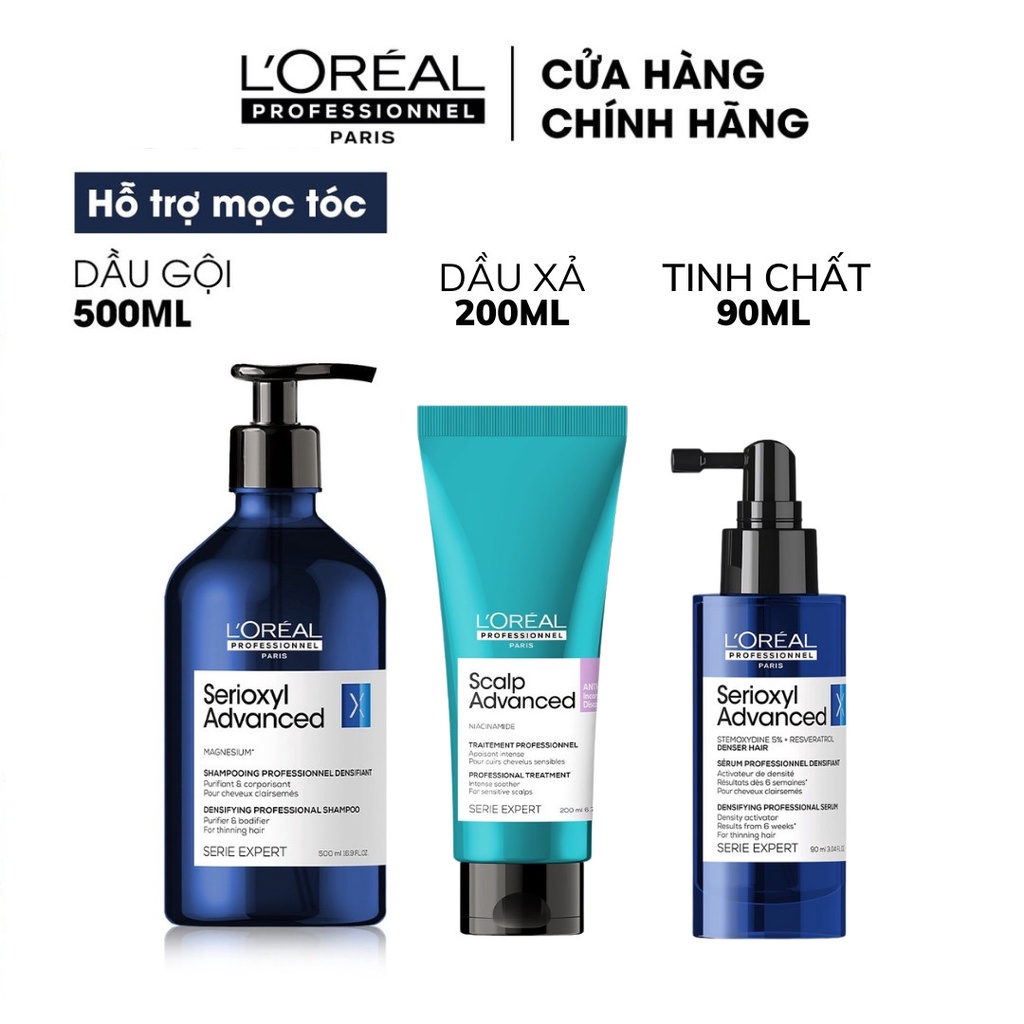 Bộ chống rụng tóc, cải thiện da đầu giúp mọc tóc Serioxyl Advanced 500ml I 150ml I 90ml