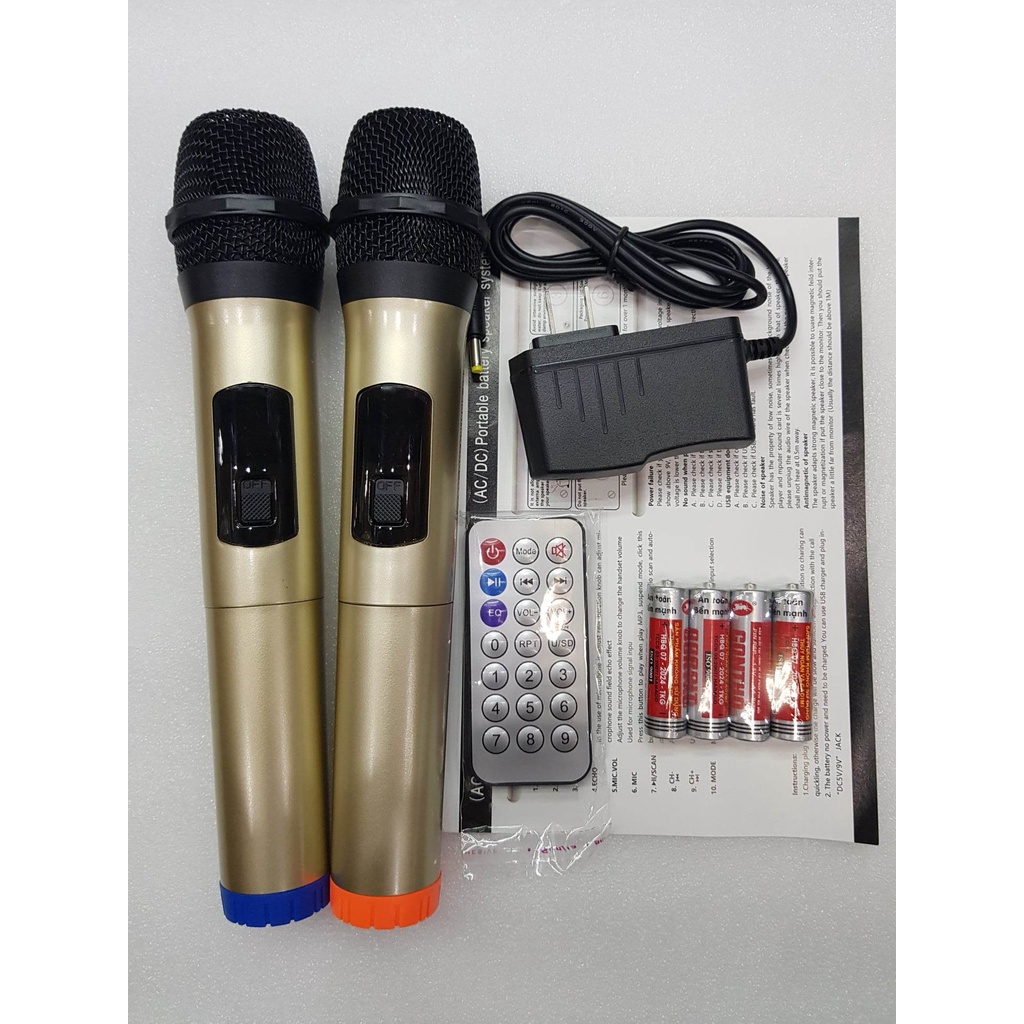 Loa kéo Karaoke Bluetooth TOMASUN XY2208: Bass 20, Tiếng hay, Có 2 Micro không dây đi kèm