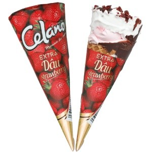 Set 10 cây - kem ốc quế dâu celano extra cây 125ml