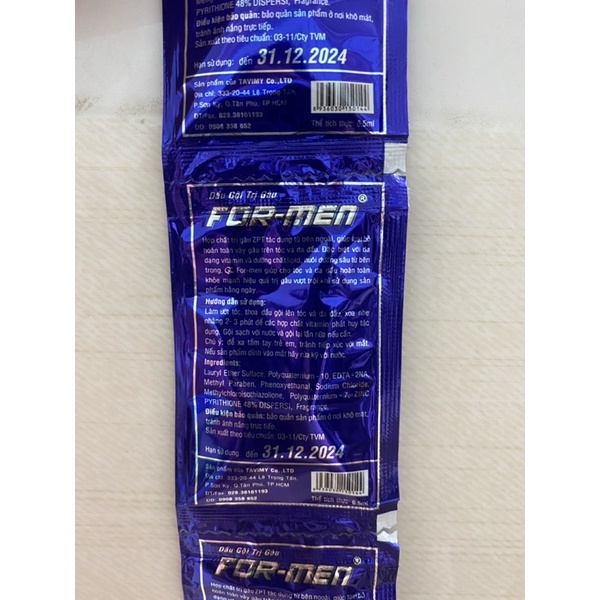 Combo 50 gói dầu gội FOR MEN giá sỉ