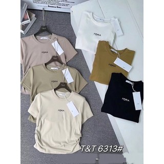 Áo thun croptop nữ tay ngắn cổ tròn in chữ fora, áo phông nữ dáng ôm đẹp nhún eo thời trang mùa hè hàn quốc 6313