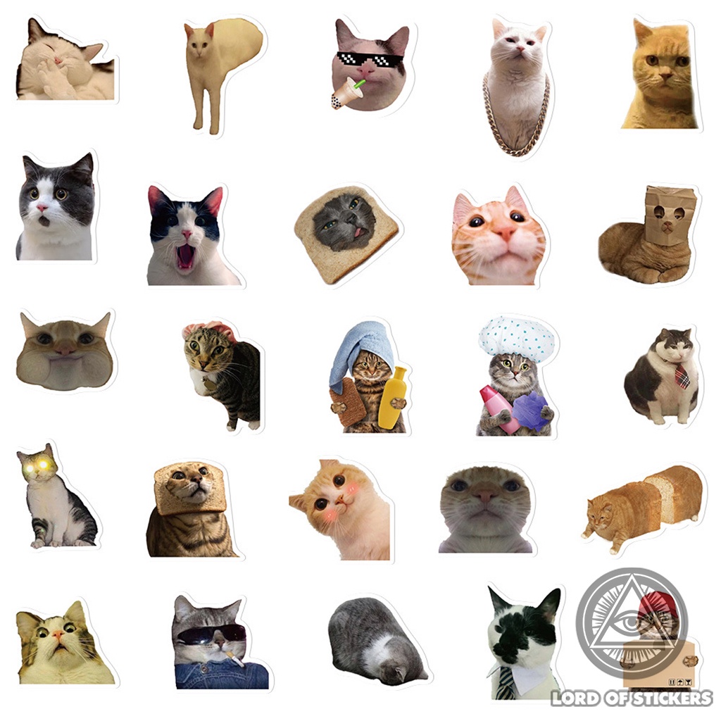 Set 50 Hình Dán Meme Sticker Mèo Cute Vui Nhộn Hài Hước Chống Thấm ...