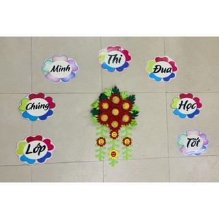 Khẩu hiệu "Lớp chúng mình thi đua học tốt" trang trí lớp học
