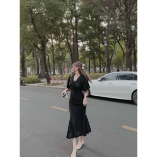 ĐẦM MIDI ĐUÔI CÁ CỔ NHỌN (KÈM VIDEO HÌNH THẬT)