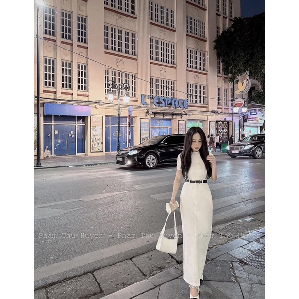 Set Đồ Nữ Áo Phông Thun Ôm Dáng Kèm Chân Váy Kaki Dáng Dài Tiểu Thư