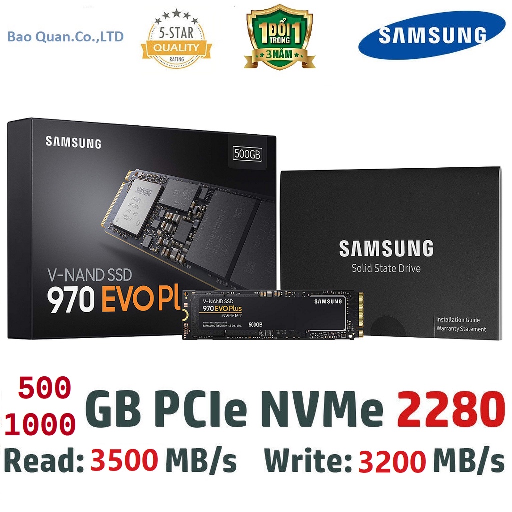 Ổ cứng SSD 970 EVO và 970 EVO Plus M2 NVMe 500GB - 1TB
