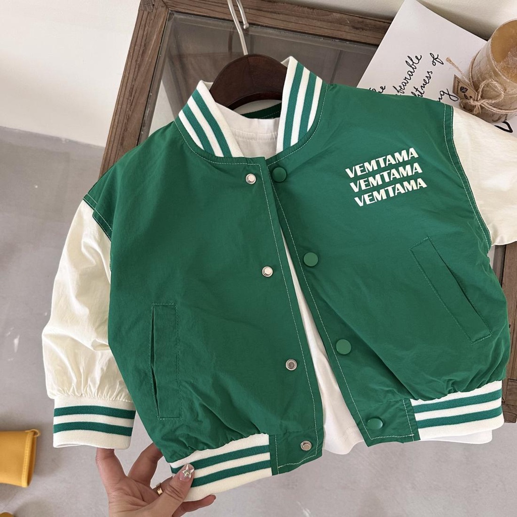 Áo Khoác Bóng Chày In Chữ Phong Cách Hàn Quốc Thời Trang Mùa Xuân Mới Cho Bé Trai Và Gái