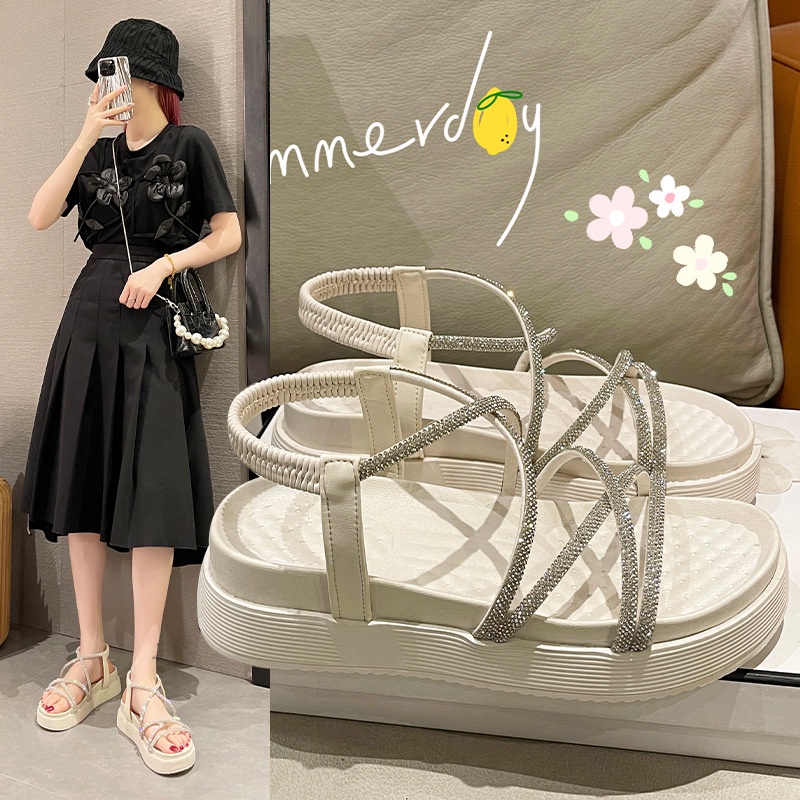 Sandal nữ dây chéo đính đá  chất xịn, hàng quảng châu Full Box bao đẹp M99(Fom to lùi 1 size