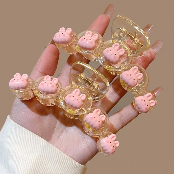 Kẹp Tóc Cuộn Hình Gấu + Thỏ Dễ Thương Phong Cách Hàn Quốc Cho Nữ