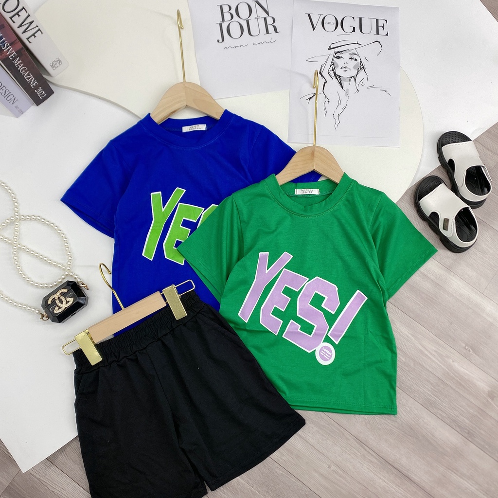 Bộ quần áo hè "Y.E.S" 14-48kg cho bé trai 4-14 tuổi. Thiết kế năng động, thoáng mát. Hàng may kỹ. B59
