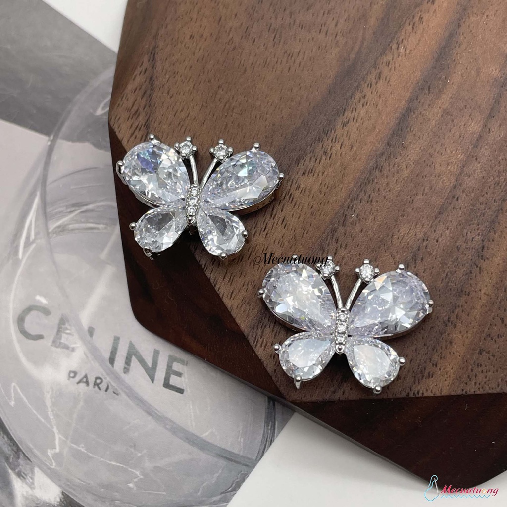 Khuy nút cúc hình con bướm size 23mm bằng đồng đính đá Zircon làm thủ công bằng tay dùng trang trí váy áo đầm các loại
