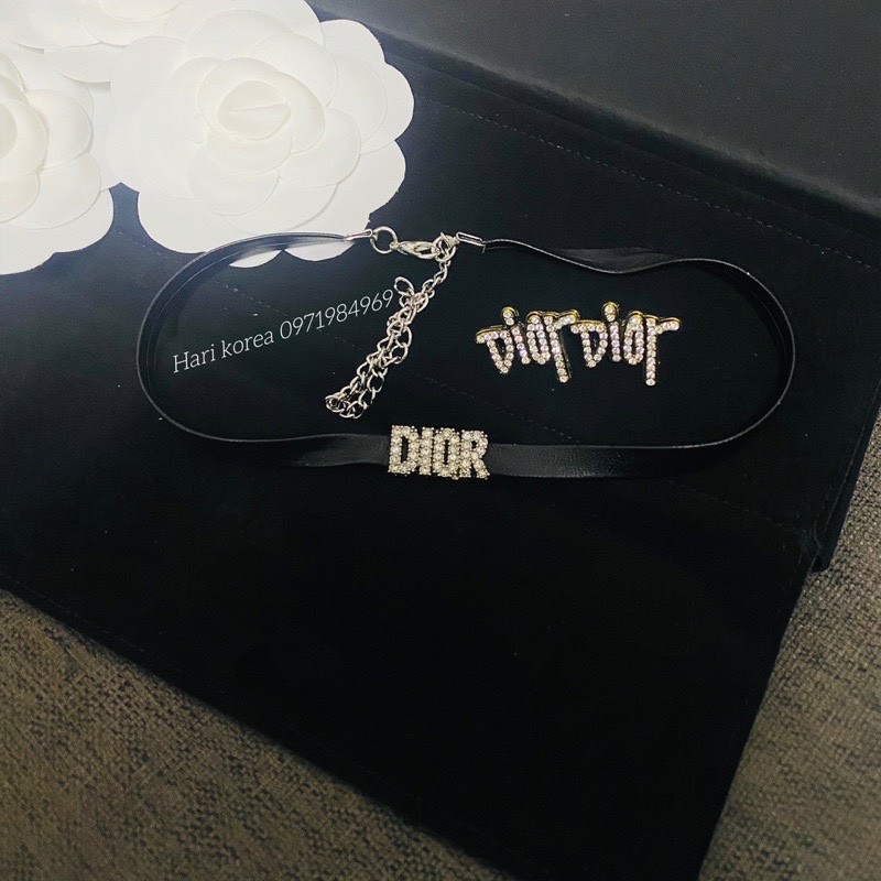 Set vòng cổ hoa tai choker chữ đính đá cao cấp sang chảnh