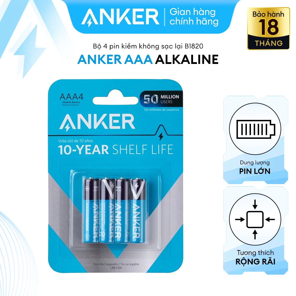 Pin Kiềm AAA ANKER Alkaline (Bộ 2 Pin/4 Pin) - B1820