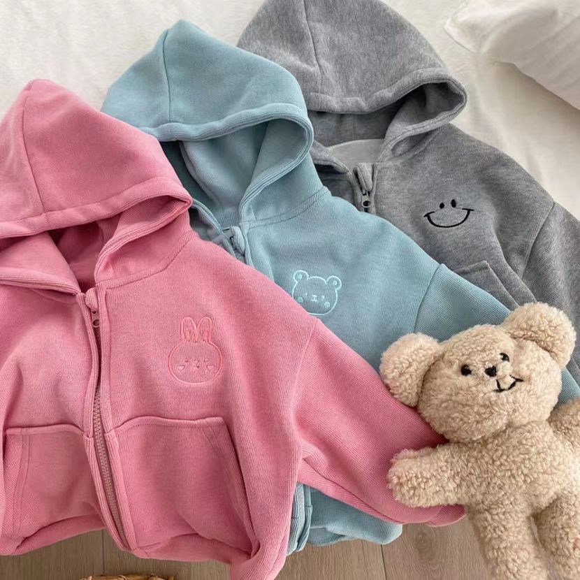 Áo Khoác Tay Dài Có Khóa Kéo Dáng Rộng Thêu Họa Tiết Hoạt Hình Phong Cách Hàn Quốc Thời Trang Thu Đông Cho Nam Và Nữ