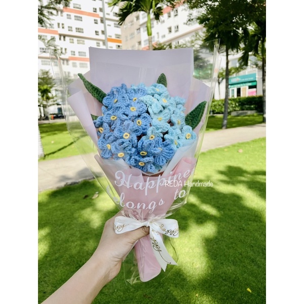 HOA LƯU LY bằng len Handmade hoa Forget-me-not siêu xinh tặng sinh nhật lễ 14/2, 8/3, 20/10 người yêu