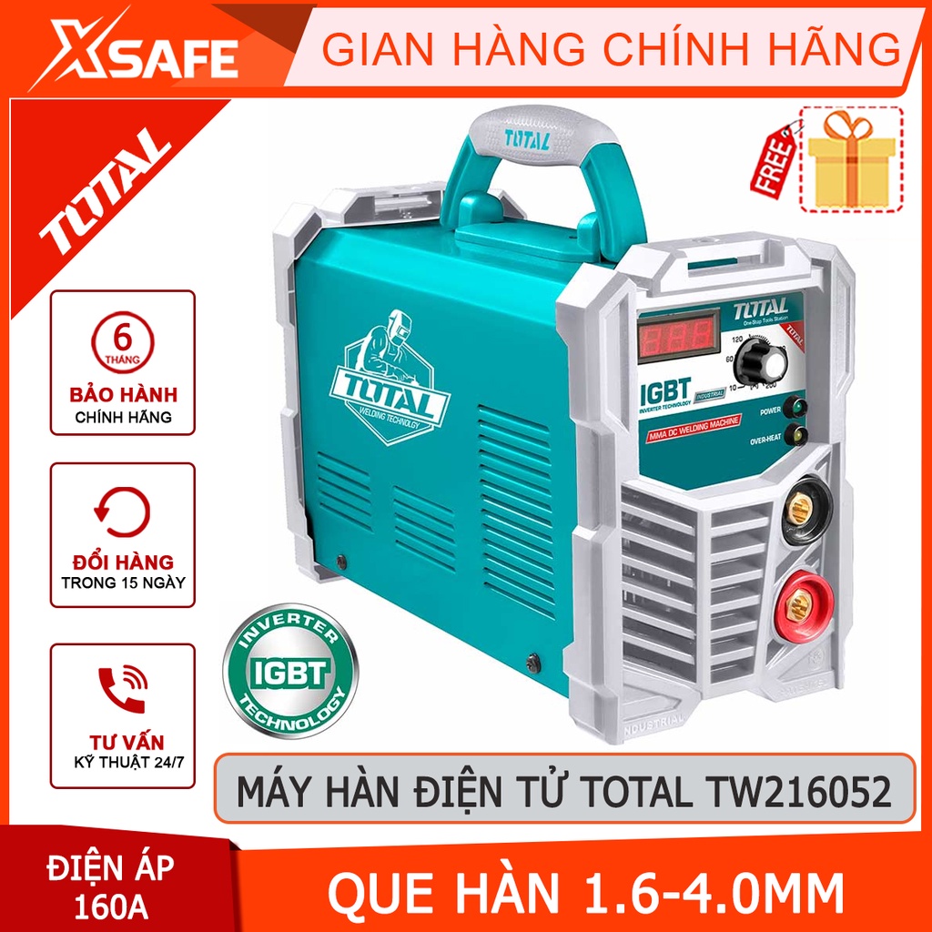 Máy hàn điện tử TOTAL TW216052 Máy hàn Inverter MMA Điện áp ra tối đa 160A 65V Kích thước que hàn 1.6 - 4.0mm