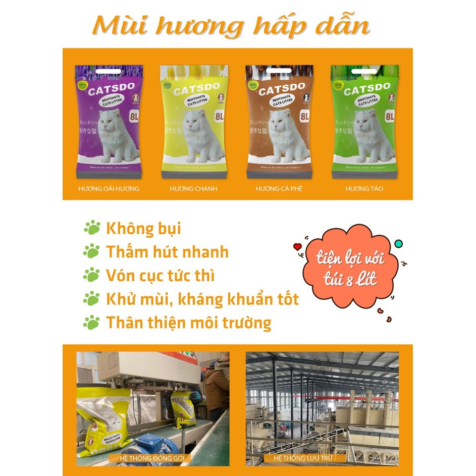 Cát vệ sinh cho mèo CATSDO 8L 4 mùi
