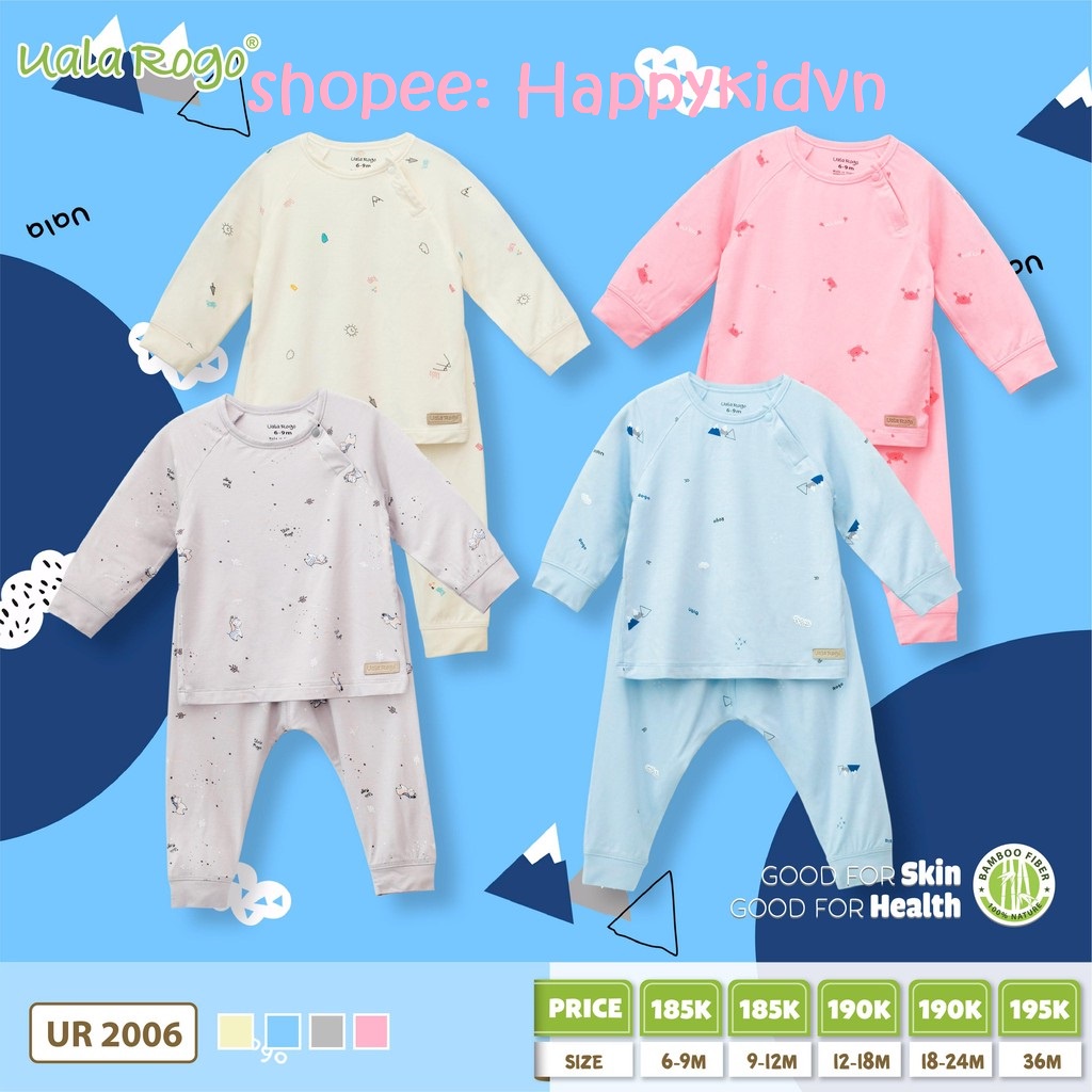 Bộ quần áo dài tay cài vai Jaclan cho bé gái UALA ROGO 24-36M