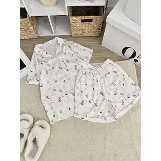 Đồ ngủ pyjama lụa hình mango cao cấp