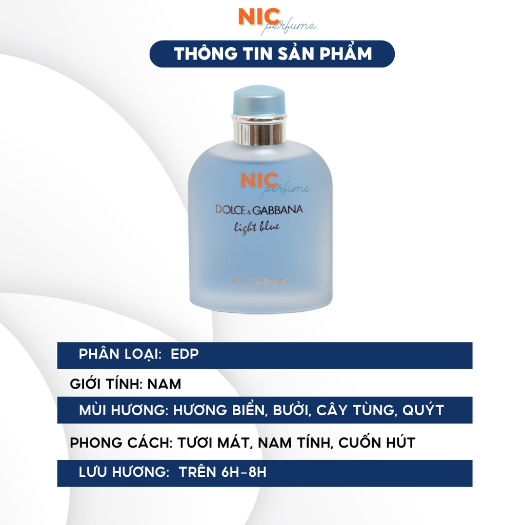 Nước Hoa Nam Dolce Gabbana Light Blue Eau Intense 10ml/5ml Chính Hãng