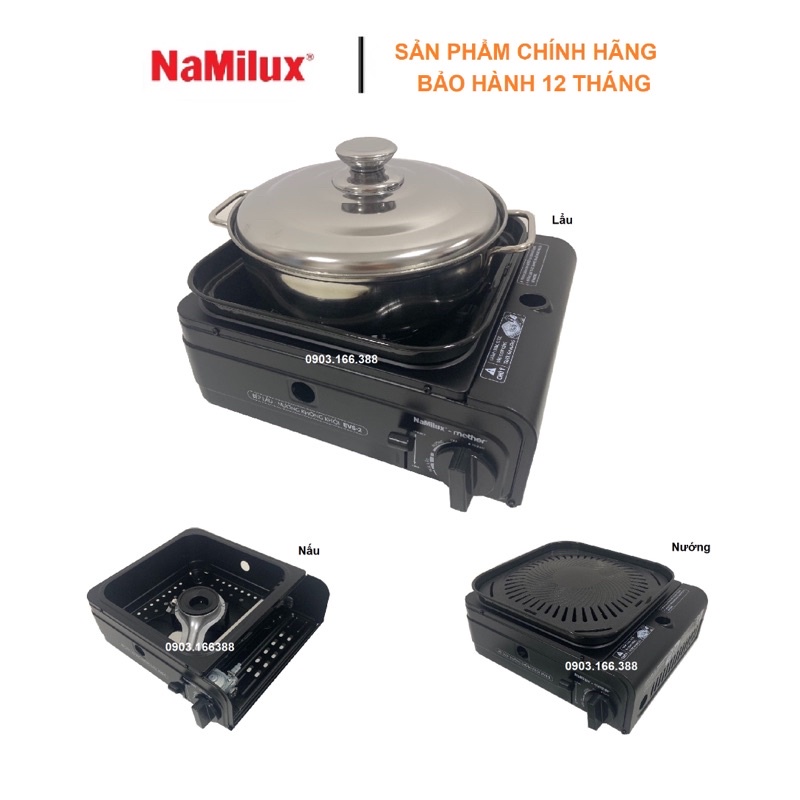BẾP GA DU LỊCH LẨU NƯỚNG KHÔNG KHÓI ĐA NĂNG NAMILUX 3323 - TẶNG KÈM HỘP, SIÊU TIỆN LỢI