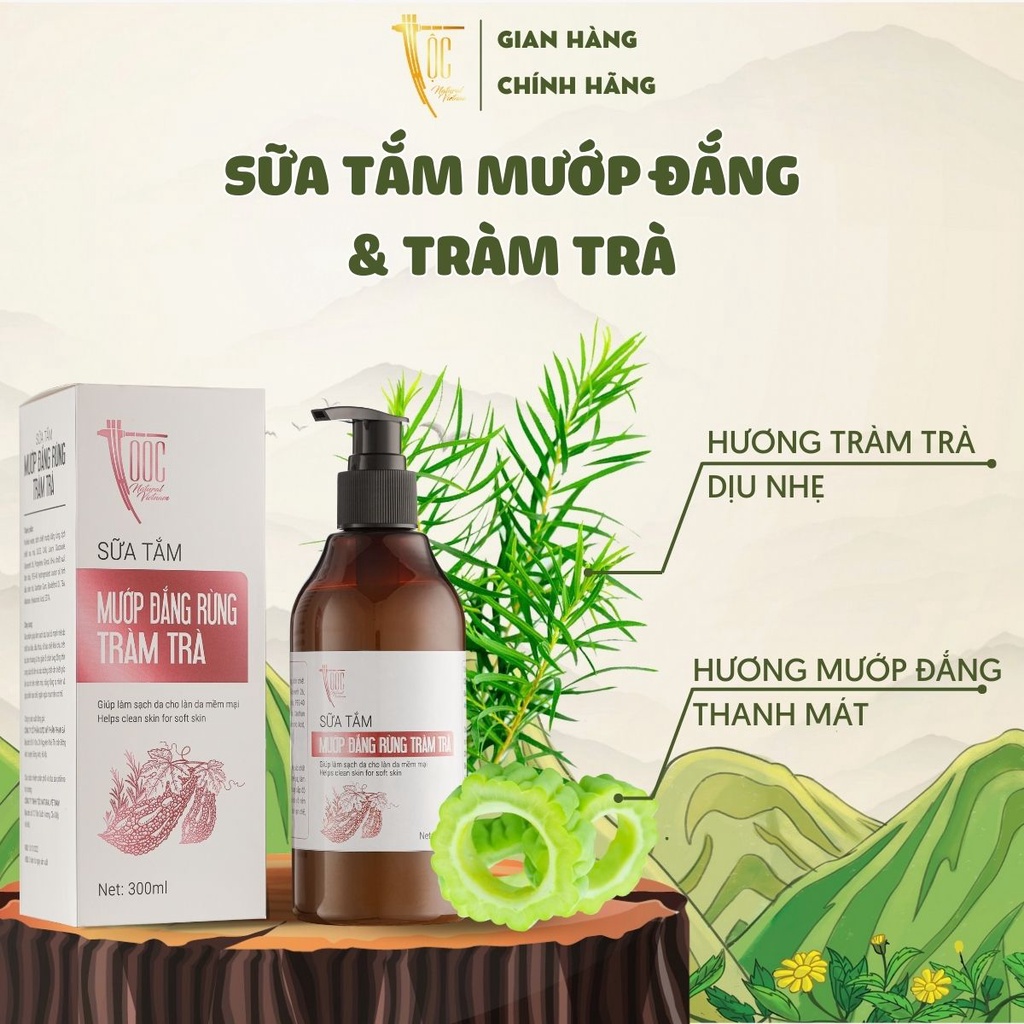 Combo 2 Sữa tắm Mướp đắng rừng & Tràm trà Cao Bằng TỘC Natural sạch khuẩn, giảm mụn và viêm nang lông 300ml