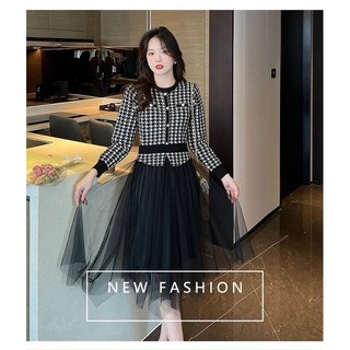 Đầm len phối chân váy ren. Nhập QC