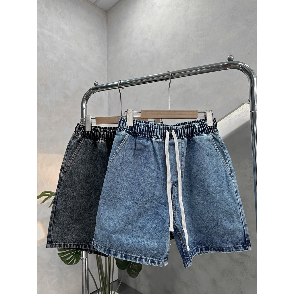 Quần Short Jean ngắn Basic Streetwear lưng thun cao cấp