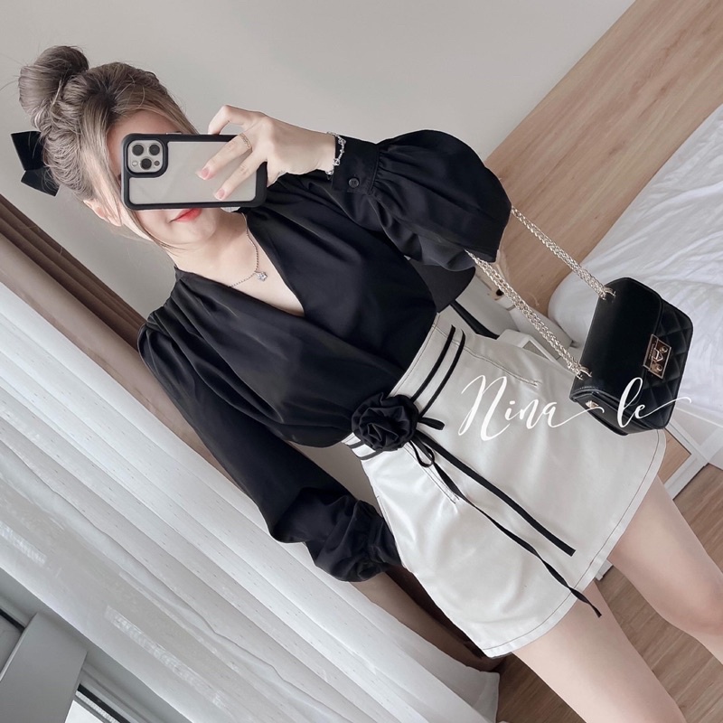 Bigsize Set tay dài cổ v kèm chân váy 55-95kg