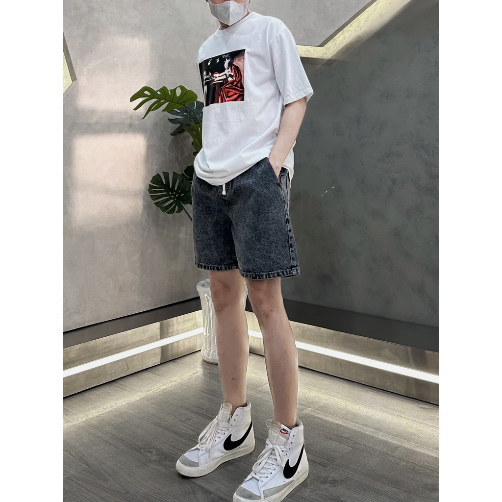 Quần Short Jean ngắn Basic Streetwear lưng thun cao cấp