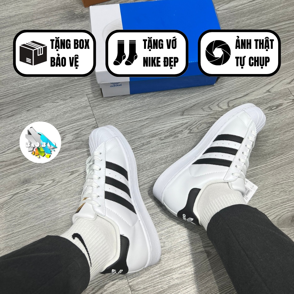 Giày sneaker Adidas Superstar Sò tem vàng