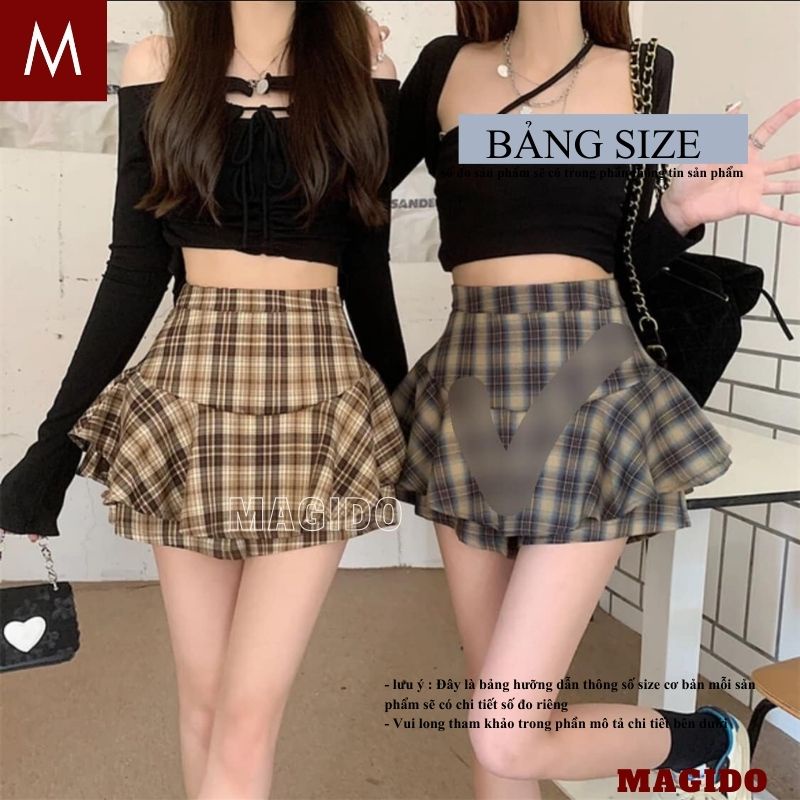 Chân váy kẻ caro cạp cao xếp Ly 2 tầng siêu đẹp, Chân Váy Tennis Ngắn Kẻ Bèo Xòe Thời Trang Nữ hàng Cao Cấp - MAGIDO