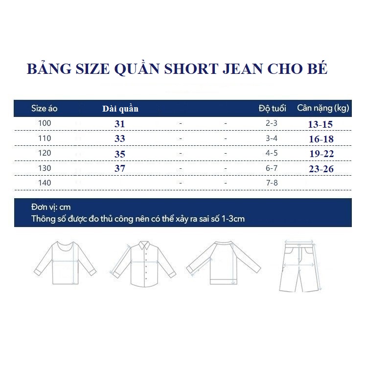 Quần bò bé trai short jean mùa hè cho trẻ em 2 đến 7 tuổi Bigkids