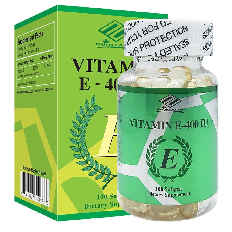 Vitamin E 400IU Giúp làm đẹp da, làm giảm tiến trình lão hóa của da và ngăn ngừa xuất hiện nếp nhăn trên da