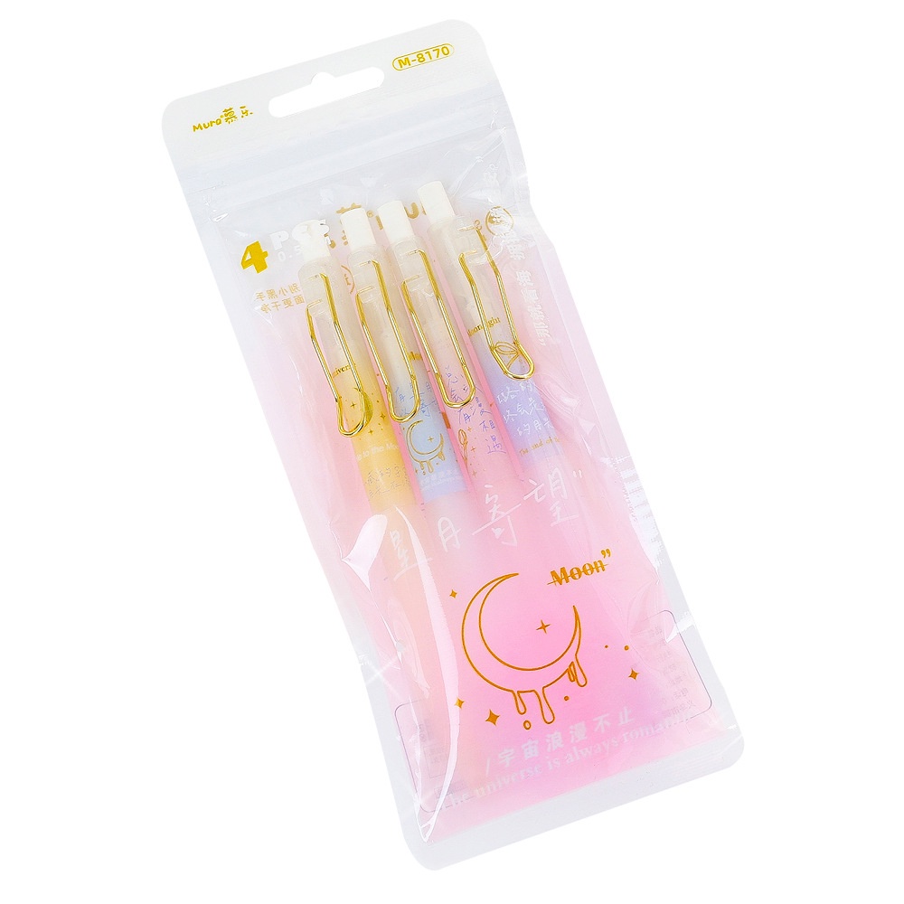 4 Bút Bi Mực Đen Nhanh Khô Ngòi 0.5mm C7353