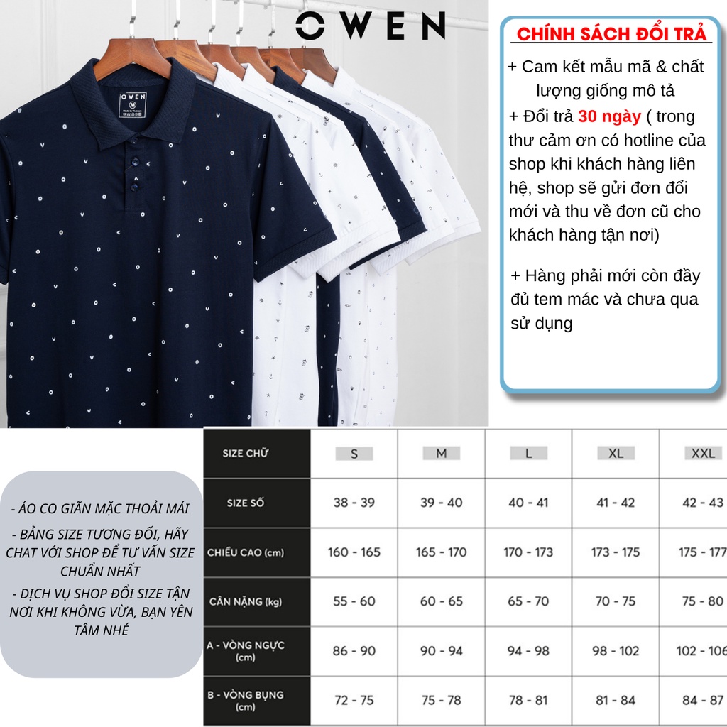 Áo polo nam Owen cao cấp co giãn chất vải cotton thấm hút mồ hôi form slim nhẹ mặc vừa vặn năng động trẻ trung