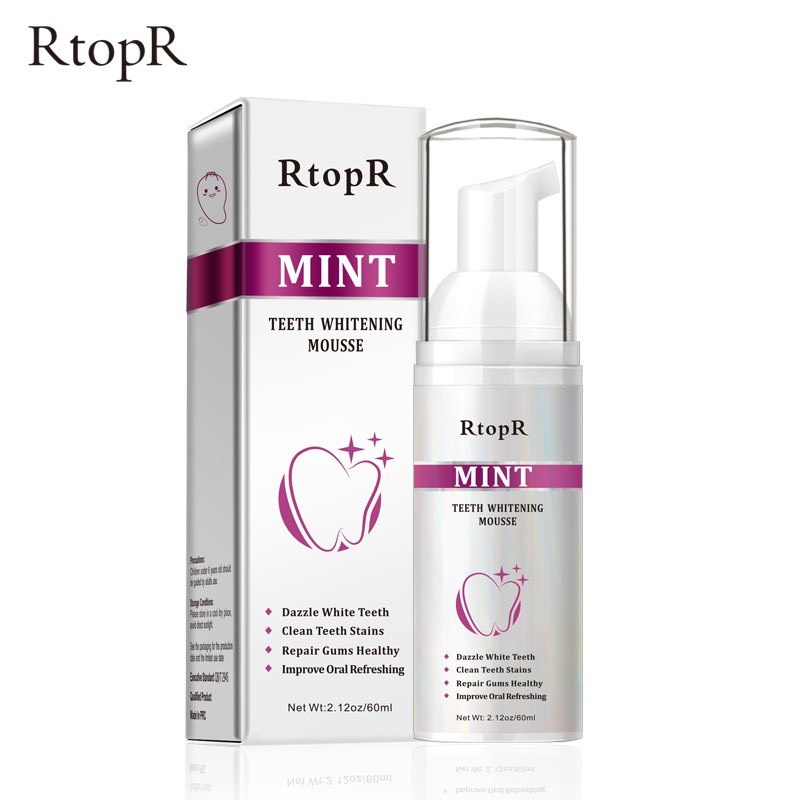 RtopR Bọt Tẩy Trắng Răng Làm Sạch Răng Khử Mùi Hôi Miệng Mousse Teeth Whitening Clean Teeth 60ml