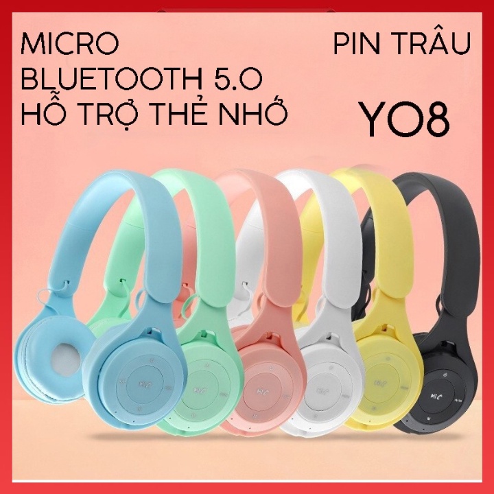 Tai Nghe Chụp Tai Bluetooth Y08, Tai Không Dây Có Mic, Có Thẻ Nhớ, Âm Bass Cực Chất, Nghe Nhạc Cực Hay Bảo Hành 1 Năm