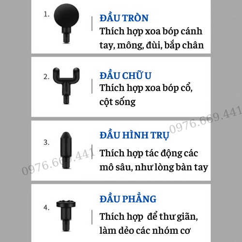 Máy Mát Xa Cầm Tay Súng Massage Toàn Thân 6 Cấp Độ Chuyên Sâu Vai Lưng Giảm Đau Cơ