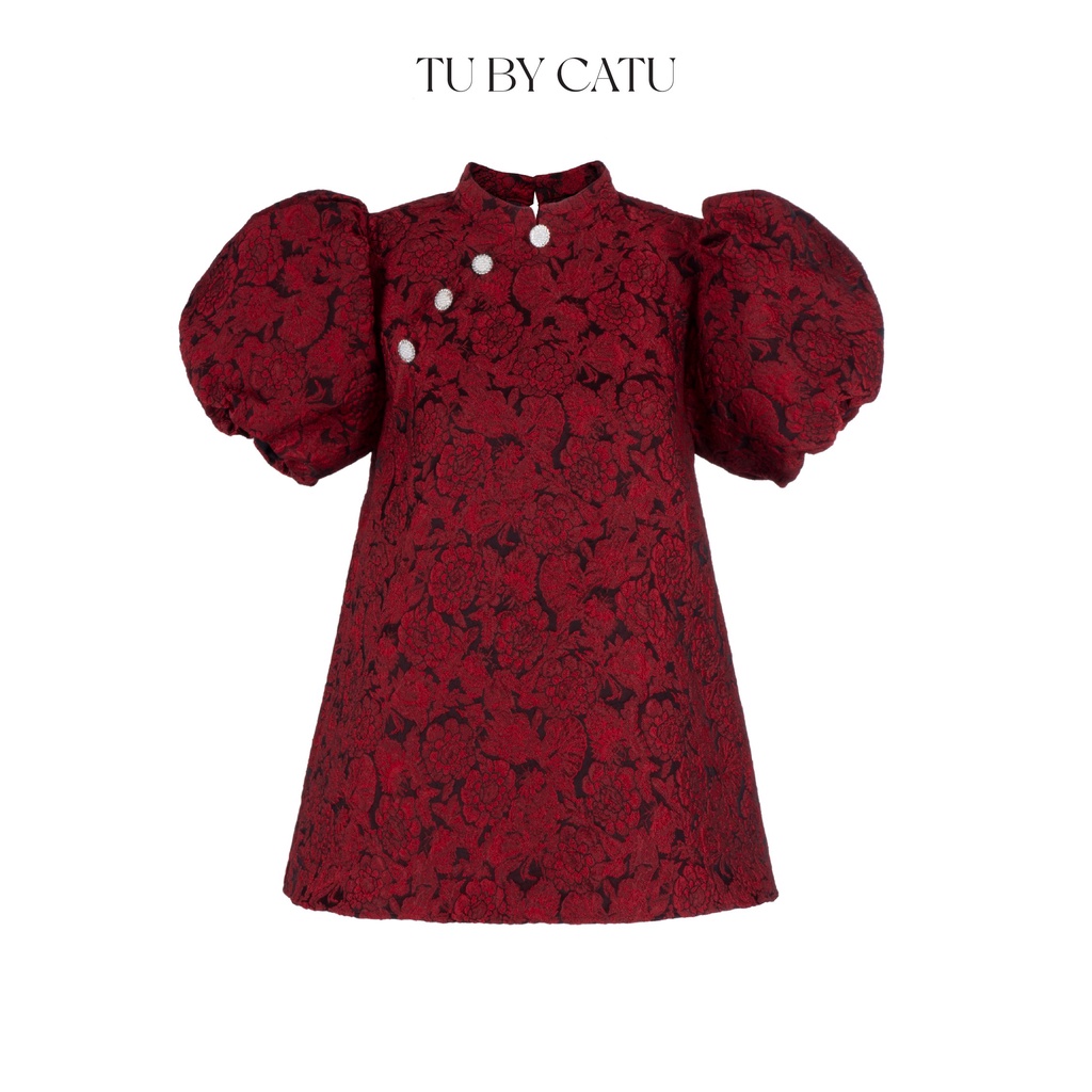 TUBYCATU | Áo gấm tâm ngọc bông đỏ/hồng