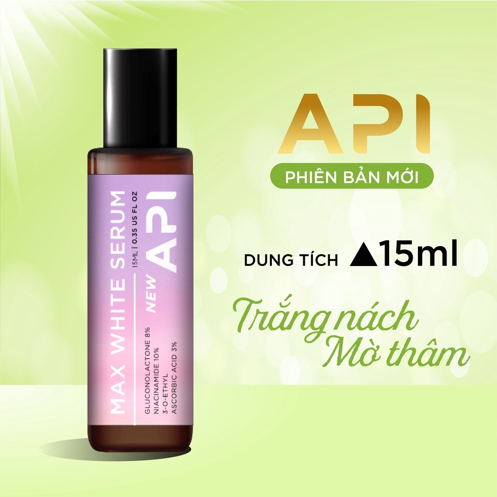 Bộ đôi khử mùi làm trắng nách API 15ml, Son nách API, trắng nách mờ thâm, cấp ẩm nách, combo khử mùi trắng nách