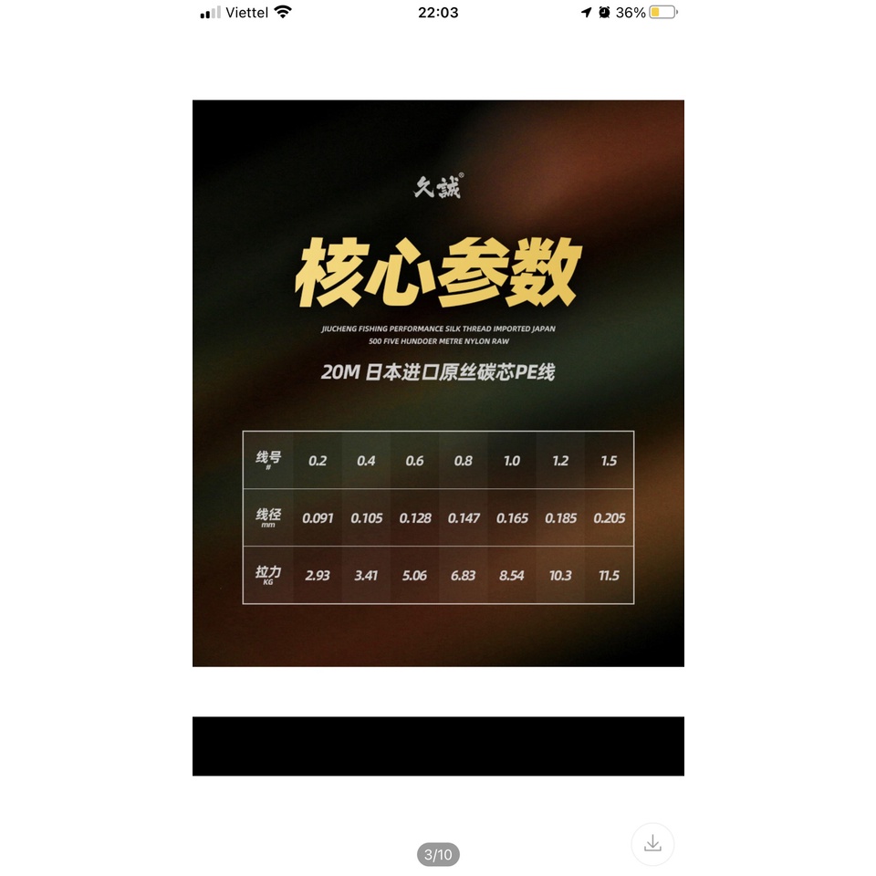 Dây dù PE chuyên làm thẻo lõi carbon 20m, sợi pha lê nano, dây thẻo dù PE lõi carbon