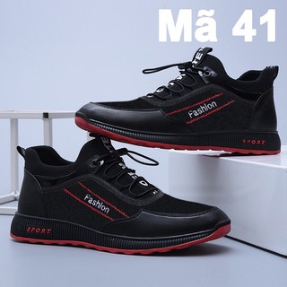 Giày thể thao, giày thể thao nam, giày sneaker, giày da đen đế đỏ 4cm mã 41