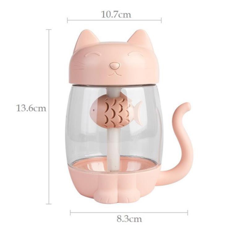 ⚡️Mèo Đa Năng - Máy Phun Sương⚡️ Khuếch Tán Tinh Dầu & Tạo Độ Ẩm, Đèn Mini, Quạt Mini Trên Xe Hơi Và Gia Đình