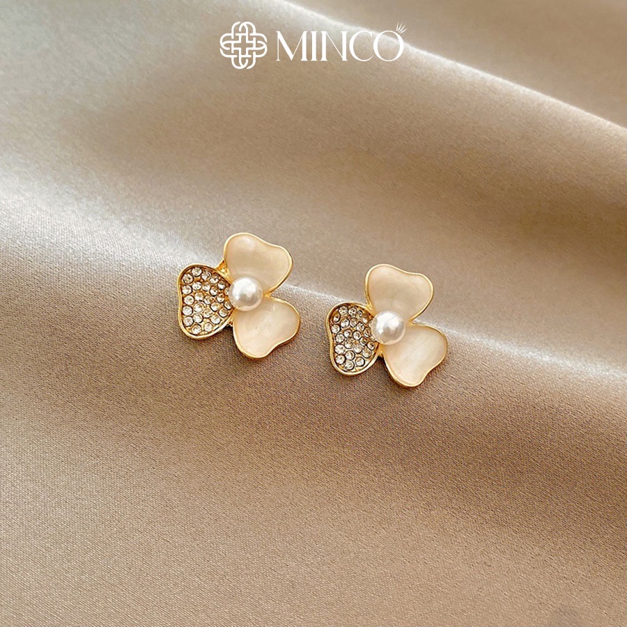 Bông tai titan Minco bạn gái bông tai hoa ba cánh thời trang trang sức yêu thích sành điệu cho nữ BT209