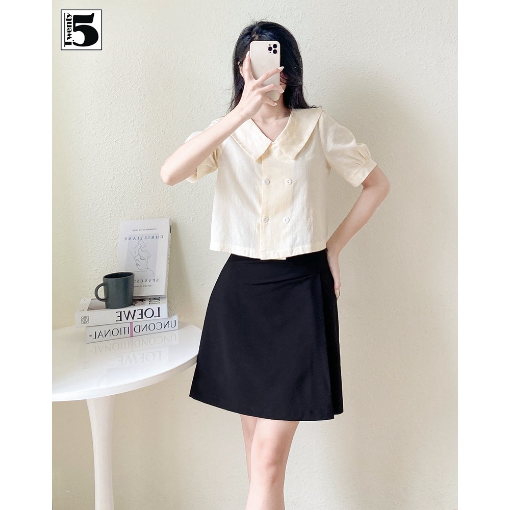 Áo sơ mi nữ công sở dáng ngắn cổ thuỷ thủ 2 hàng cúc Twentyfive SA42