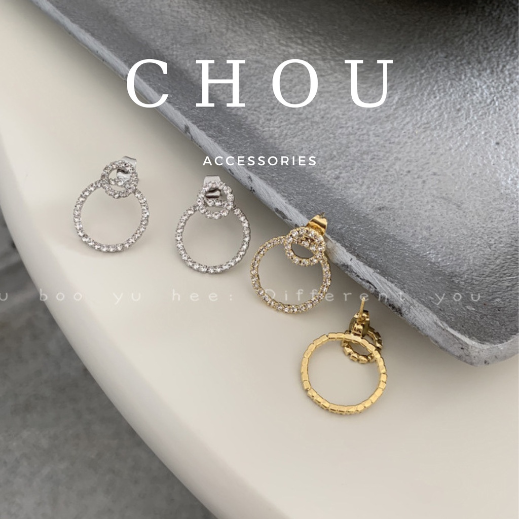 Bông Tai, Khuyên Tai Tròn Đính Đá | CHOU ACCESSORIES |